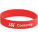 A red rubber wristband that says "iSi" in white text.