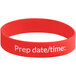 A red rubber iSi Whipper band with white text that says prep date time.