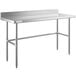 A Regency stainless steel work table with a stainless steel top on an open base.