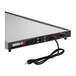 A silver rectangular ServIt stainless steel heated shelf warmer with a black cord.