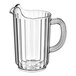 A clear polycarbonate pitcher with a handle.
