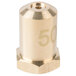 A gold metal cylinder with a brass threaded nut with the number 50 on it.