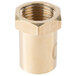 A brass Main Street Equipment nut with a threaded nut in the middle.