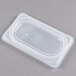 A Cambro translucent polypropylene lid on a plastic container.