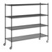 A black wire Regency 4-shelf shelving unit with posts and casters.