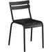 A black metal Lancaster Table & Seating side chair with a backrest.