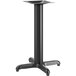 A black Lancaster Table & Seating column table base with a square top.