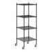 A black wire Regency shelving unit with casters.