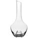 A clear glass flask with a curved neck.