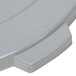 A close up of a white plastic lid for a Continental 44 gallon round trash can.