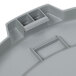 A gray plastic Continental lid with a small hole in it.
