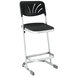 A black and chrome National Public Seating Elephant Z-Stool with backrest.