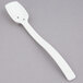 A white plastic Thunder Group salad bar spoon with holes.