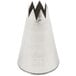 An Ateco 825 open star piping tip, a silver metal cone with a star shaped design.