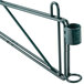 A green Metroseal 3 wall mount shelf support post with a metal rod.