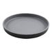 A round black GET Roca melamine plate.