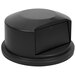 A black round dome lid for a Rubbermaid 44 gallon trash can.