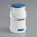 A white and blue polypropylene bucket with a handle.