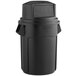 A black Rubbermaid BRUTE trash can with a black dome lid.