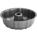 A black Baker's Mark fluted bundt cake pan with a ring.