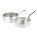 A Vollrath Wear-Ever aluminum fry pot with a metal basket and chrome plated handles.