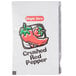 A white Crushed Red Pepper packet with a red pepper and logo.