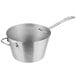 A Vollrath stainless steel saucepan with a TriVent handle.