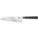 A Mercer Culinary chef knife with a black handle and silver blade in a white box with black text.