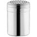 A stainless steel Choice shaker with large holes and a round lid.