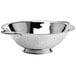A silver stainless steel Choice colander with handles and a base.