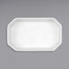 A white rectangular Bauscher porcelain holder with a black border on a gray background.