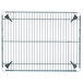 A Metroseal wire shelf with metal bars and clips.