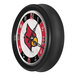 A black and white Holland Bar Stool clock with a red University of Louisville Cardinal face.