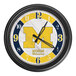 A white Holland Bar Stool wall clock with the University of Michigan Wolverines logo in yellow and blue.