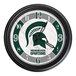 A Holland Bar Stool Michigan State Spartans wall clock with a green and white logo.