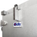 A close-up of the metal door on a Bally Custom Walk-In Cooler.
