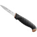 A Schraf serrated paring knife with a brown TPRgrip handle.