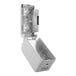 A white Kimberly-Clark Professional ICON™ Coreless Standard Roll vertical toilet paper dispenser with a silver mosaic design faceplate.