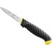 A Schraf paring knife with a yellow TPRgrip handle and a black blade.