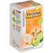 A box of Twinings White Hibiscus, Lime & Ginger Herbal Tea Bags on a white background.