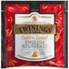 A package of Twinings Golden Tipped English Breakfast Large Leaf Pyramid Tea Sachets on a white background.