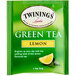 A green Twinings tea box with lemons on the front.
