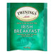 A green Twinings box of Irish Breakfast Tea Bags with white and black text.