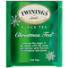 A green box of Twinings Christmas Tea Bags.