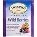 A box of Twinings Wild Berries Herbal Tea Bags on a white background.