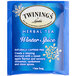A blue box of Twinings Winter Spice Herbal Tea Bags.