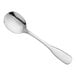 An Acopa Triumph stainless steel bouillon spoon with a silver handle.
