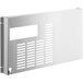 A silver metal grille panel for an Avantco refrigerator.