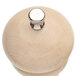 A Chef Specialties Windsor natural maple salt mill with a silver top and knob with a letter on it.
