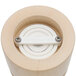 A Chef Specialties Windsor natural maple salt mill with a white circular button on top.